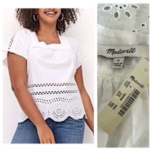 Madewell Eyelet Lace Angelica Top NWT